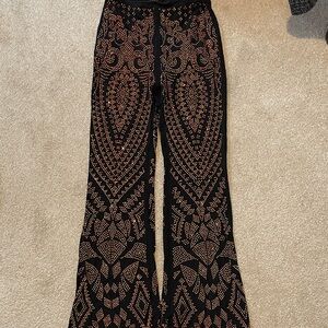 Banjul Black and Gold Bedazzled Flare Pants